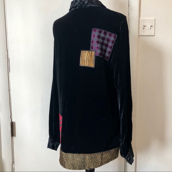 Vintage Max & Mabel patchwork velvet tunic sz M - Picture 2 of 11